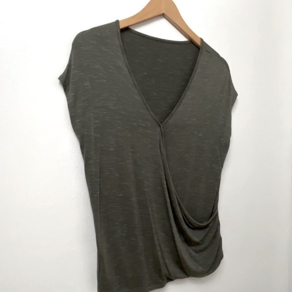 Khaki Crossover Short Sleeve Top - Picture 2 of 4